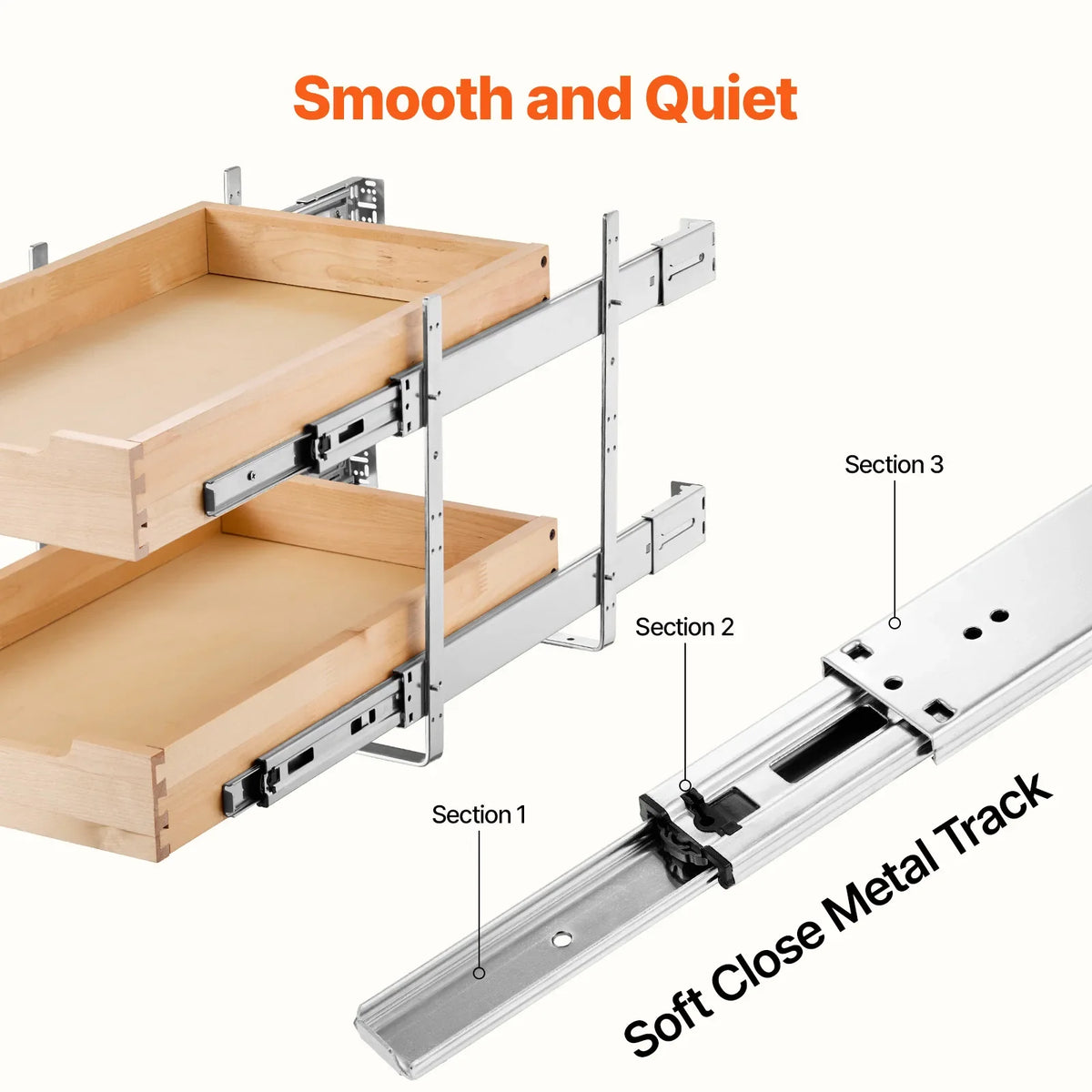 Pull-Out Cabinet Organizer, 2-Tier Birch Wood Drawer with Soft-Close Metal Rails, Adjustable Height for Kitchen Storage - product view 5