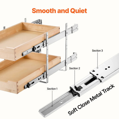 Pull-Out Cabinet Organizer, 2-Tier Birch Wood Drawer with Soft-Close Metal Rails, Adjustable Height for Kitchen Storage - product view 5