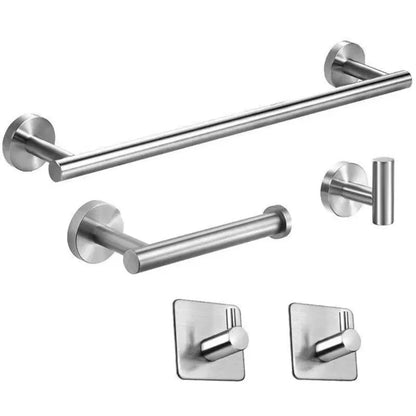 Stainless Steel Wall-Mounted Towel Bar Set, 9-Piece Bathroom Hook and Towel Holder Collection - product view 4