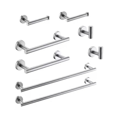 Stainless Steel Wall-Mounted Towel Bar Set, 9-Piece Bathroom Hook and Towel Holder Collection - product view 5