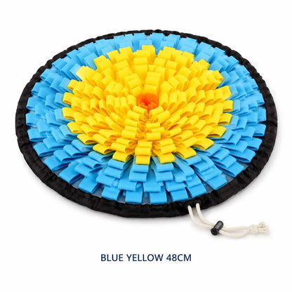 Dog Snuffle Mat, 2-in-1 Drawstring Foraging Toy, 48cm Round Polyester Nose Work Activity for Puppies and Small to Medium Dogs - product view 1