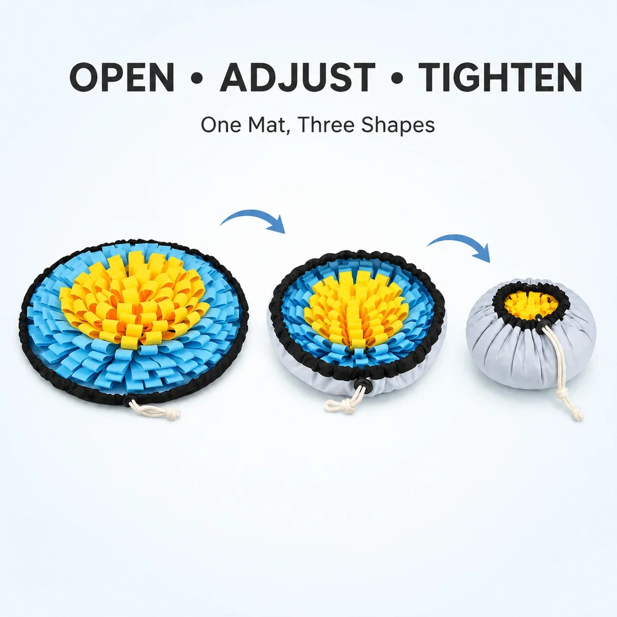 Dog Snuffle Mat, 2-in-1 Drawstring Foraging Toy, 48cm Round Polyester Nose Work Activity for Puppies and Small to Medium Dogs - product view 3