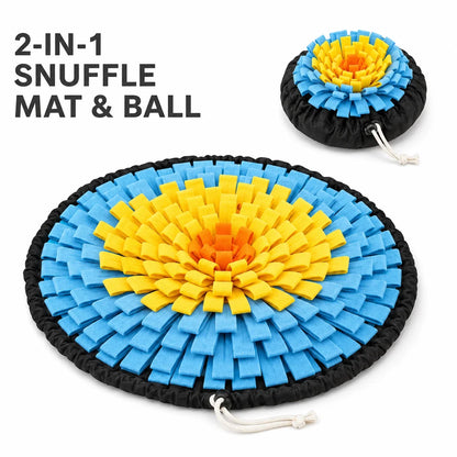 Dog Snuffle Mat, 2-in-1 Drawstring Foraging Toy, 48cm Round Polyester Nose Work Activity for Puppies and Small to Medium Dogs - product view 4