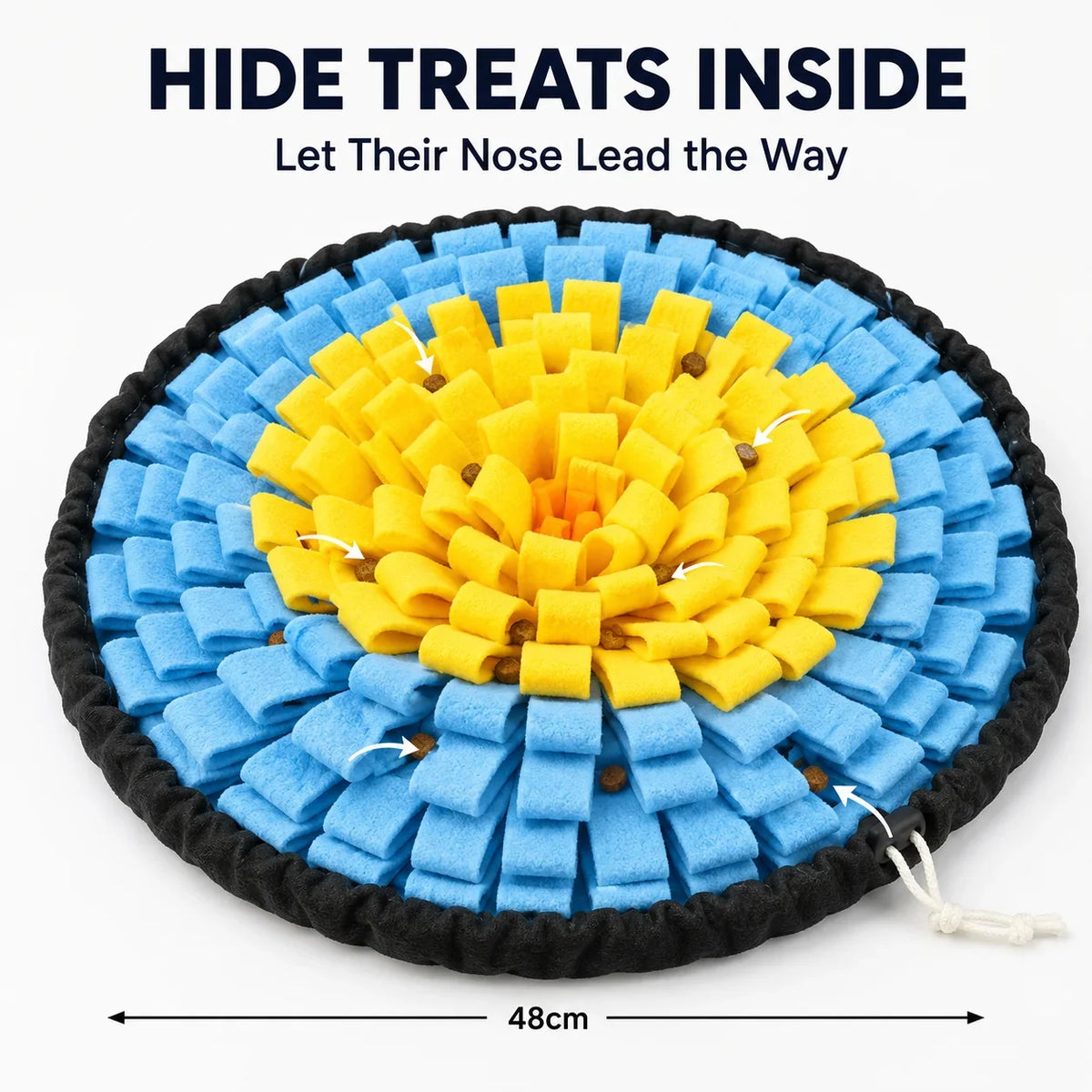 Dog Snuffle Mat, 2-in-1 Drawstring Foraging Toy, 48cm Round Polyester Nose Work Activity for Puppies and Small to Medium Dogs - product view 5