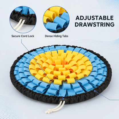 Dog Snuffle Mat, 2-in-1 Drawstring Foraging Toy, 48cm Round Polyester Nose Work Activity for Puppies and Small to Medium Dogs - product view 6