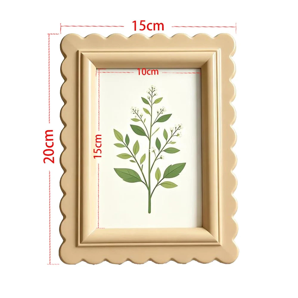 Wave-Edge Plastic Picture Frame, 15 x 20 cm Frame for 10 x 15 cm Photos, Beige or White Desktop Décor - product view 4
