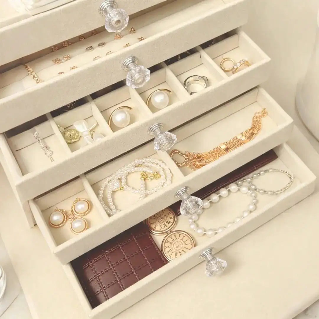 Acrylic Jewelry Organizer Box, Stackable Desktop Storage with Plastic Frame for Rings, Earrings, Necklaces and Bracelets - product view 1