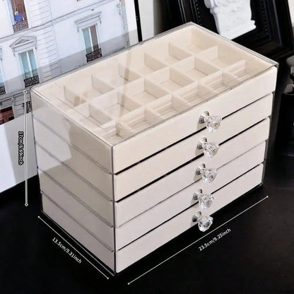 Acrylic Jewelry Organizer Box, Stackable Desktop Storage with Plastic Frame for Rings, Earrings, Necklaces and Bracelets - product view 2