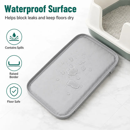 Cat Litter Mat, Washable Sand-Trapping Floor Protector with Non-Slip, Water-Resistant Surface, 2-Piece Option - product view 4
