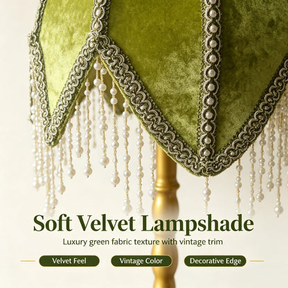 Vintage Fabric Table Lamp, European Tassel Shade, Bamboo-Joint Metal Base, E27 Bulb Socket, 110V US Plug for Bedroom - product view 4