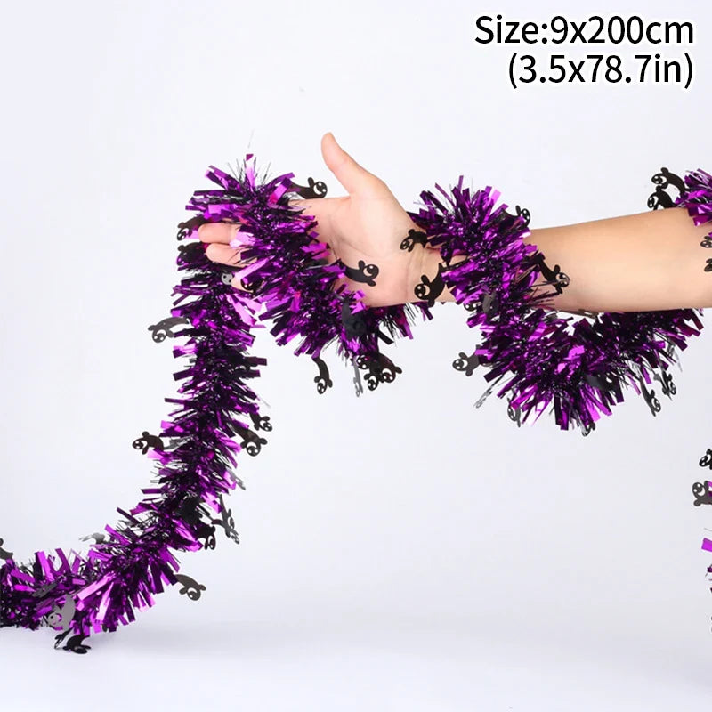 Artificial Halloween Maple Leaf Garland, Paper Hanging Décor with Pumpkins, Ghosts and Bats for Mantels, Doors and Parties - product view 3