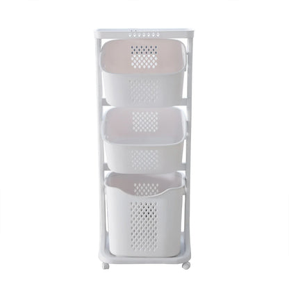 Collapsible 3-Tier Clothes Hamper, Ventilated Free-Standing PP Laundry Basket with Wheels for Bedroom, Bathroom and Laundry Room - product view 1