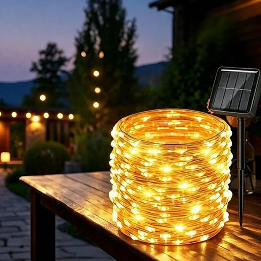 Solar Waterproof String Lights, IP65 Outdoor LED Bead Lights with 8-Hour Runtime, 5–32 m Options, Warm, White or Colorful - product view 1