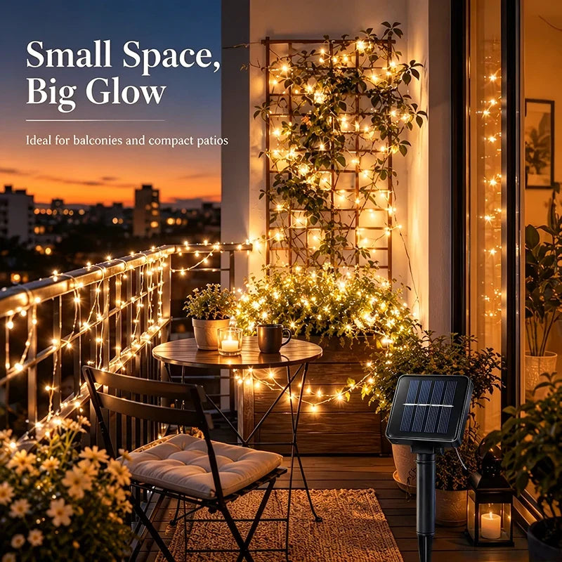 Solar Waterproof String Lights, IP65 Outdoor LED Bead Lights with 8-Hour Runtime, 5–32 m Options, Warm, White or Colorful - product view 6