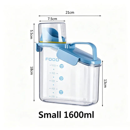 Airtight Pet Food Storage Container with Measuring Cup, Flip-Open Pour Spout and Handle, 1.6L, 2L or 2.8L - product view 1