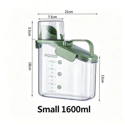 Airtight Pet Food Storage Container with Measuring Cup, Flip-Open Pour Spout and Handle, 1.6L, 2L or 2.8L - product view 3