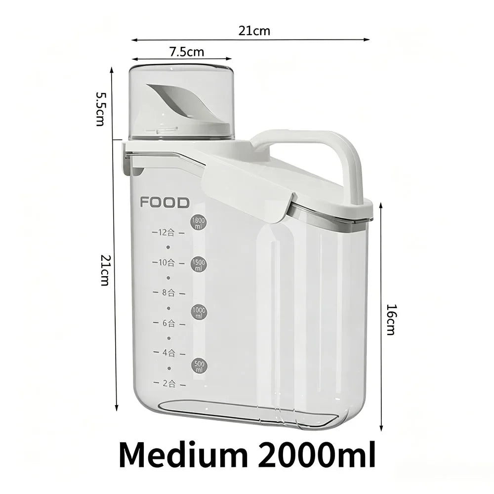 Airtight Pet Food Storage Container with Measuring Cup, Flip-Open Pour Spout and Handle, 1.6L, 2L or 2.8L - product view 4