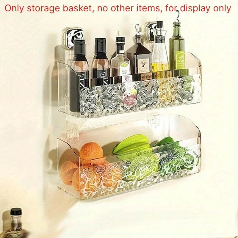 Clear Wall-Mounted Storage Basket, Reusable ABS Plastic Organizer for Refrigerator, Kitchen, Bathroom and Laundry Room - product view 1