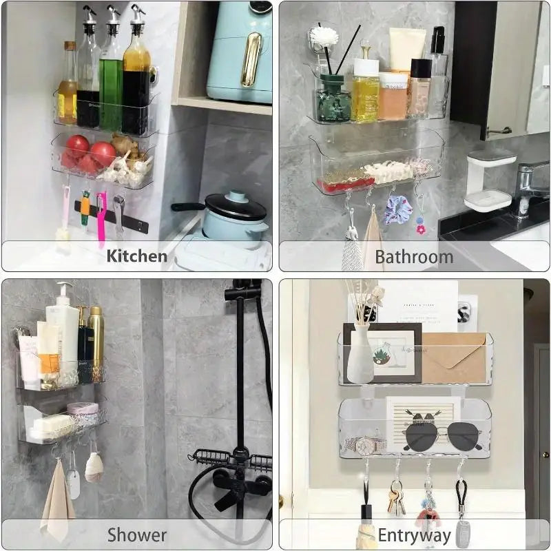 Clear Wall-Mounted Storage Basket, Reusable ABS Plastic Organizer for Refrigerator, Kitchen, Bathroom and Laundry Room - product view 4