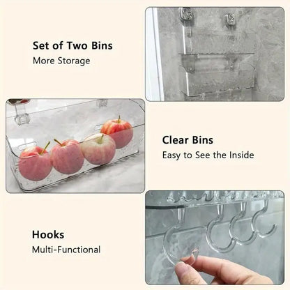 Clear Wall-Mounted Storage Basket, Reusable ABS Plastic Organizer for Refrigerator, Kitchen, Bathroom and Laundry Room - product view 5