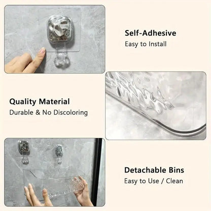 Clear Wall-Mounted Storage Basket, Reusable ABS Plastic Organizer for Refrigerator, Kitchen, Bathroom and Laundry Room - product view 6