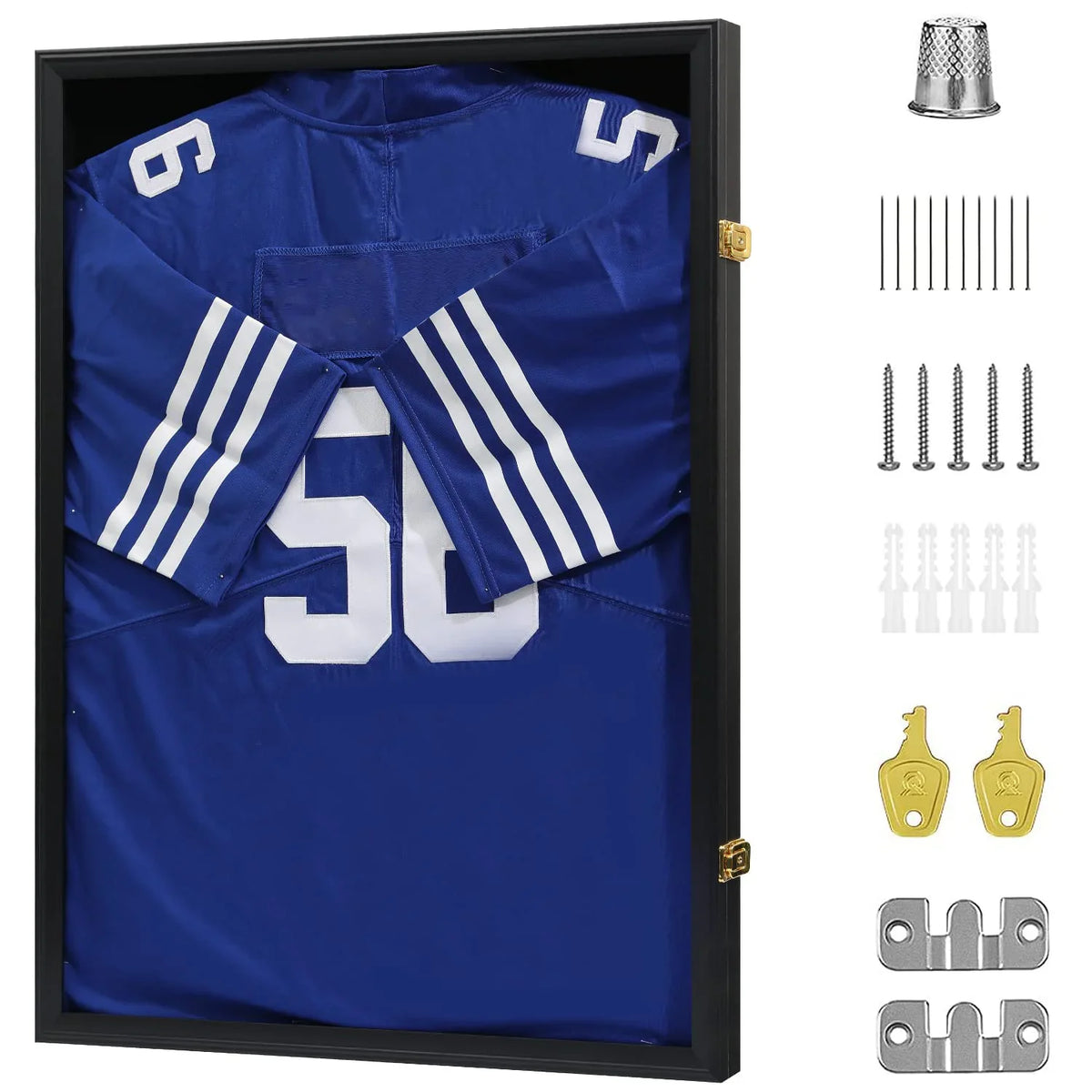 Lockable Jersey Display Frame, Rectangle Modern Shadow Box with UV Protection Acrylic, Hanger and Black Finish for Sports Shirts - product view 1