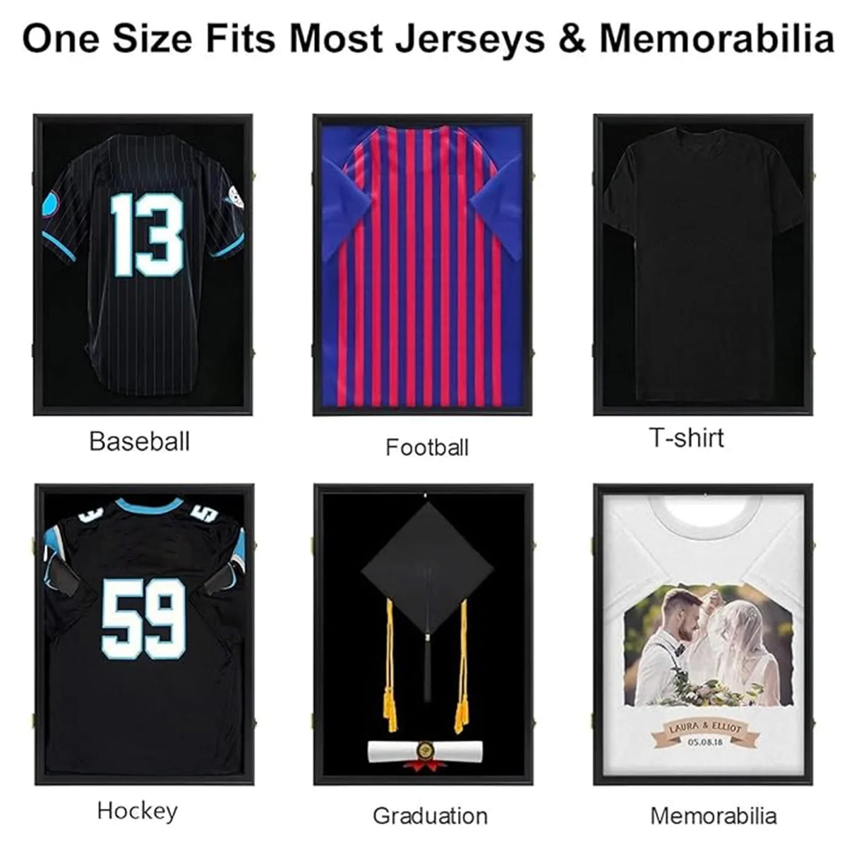 Lockable Jersey Display Frame, Rectangle Modern Shadow Box with UV Protection Acrylic, Hanger and Black Finish for Sports Shirts - product view 4