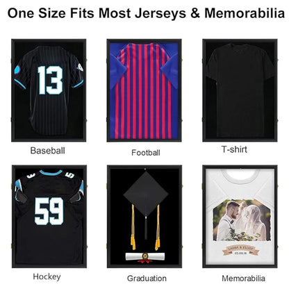 Lockable Jersey Display Frame, Rectangle Modern Shadow Box with UV Protection Acrylic, Hanger and Black Finish for Sports Shirts - product view 4