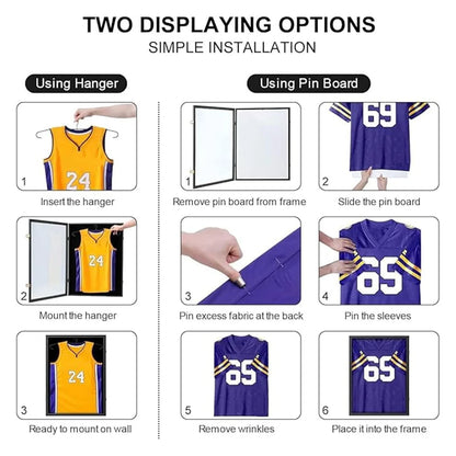 Lockable Jersey Display Frame, Rectangle Modern Shadow Box with UV Protection Acrylic, Hanger and Black Finish for Sports Shirts - product view 5