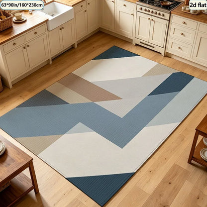 Modern Geometric Striped Area Rug, Classic Machine-Made Polyester Carpet with Rubber Backing, Six Sizes for Bedroom or Living Room - product view 1