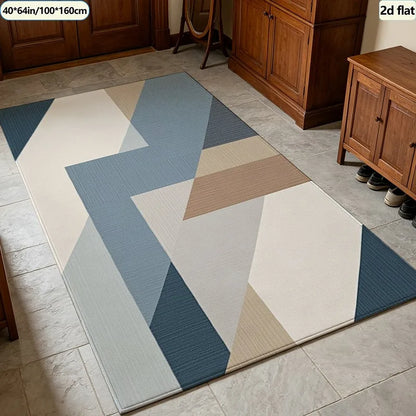 Modern Geometric Striped Area Rug, Classic Machine-Made Polyester Carpet with Rubber Backing, Six Sizes for Bedroom or Living Room - product view 2
