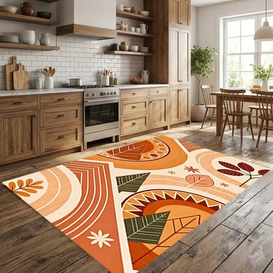 Terracotta Runner Rug, Animal Pattern, Waterproof Machine-Made Polyester Mat with PVC Backing, 6 Sizes for Travel - product view 1