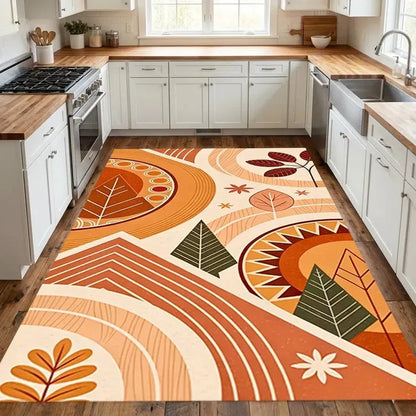 Terracotta Runner Rug, Animal Pattern, Waterproof Machine-Made Polyester Mat with PVC Backing, 6 Sizes for Travel - product view 4