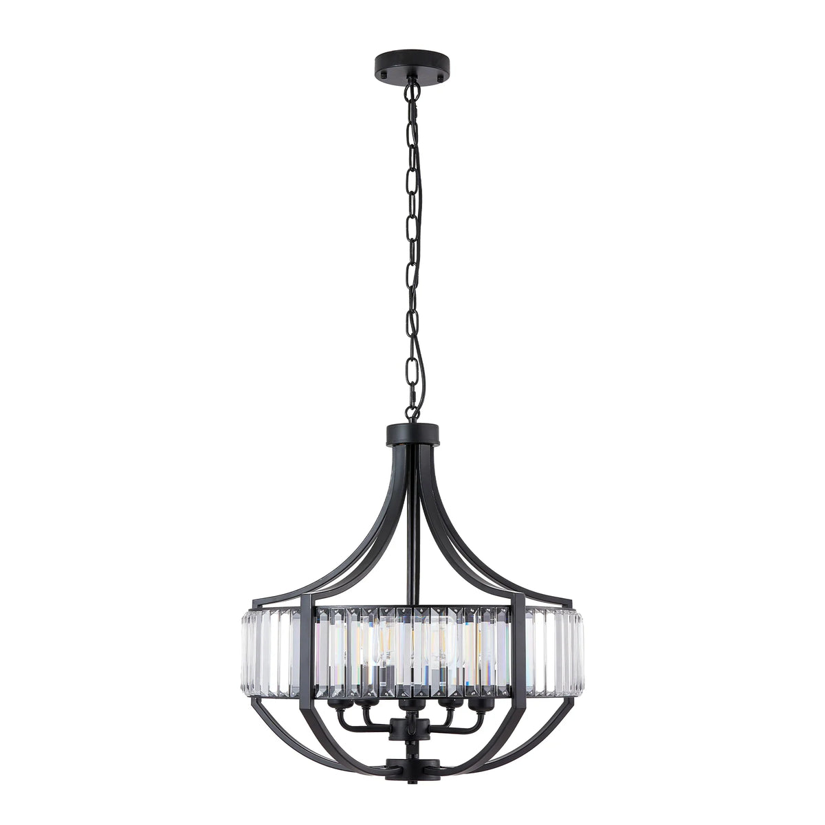 Crystal Pendant Light, Modern Black Ring Chandelier with E26 Socket, Adjustable Hanging Height, Dimmable Indoor Ceiling Fixture - product view 2