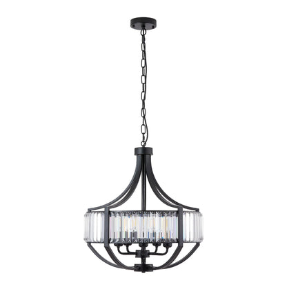 Crystal Pendant Light, Modern Black Ring Chandelier with E26 Socket, Adjustable Hanging Height, Dimmable Indoor Ceiling Fixture - product view 2