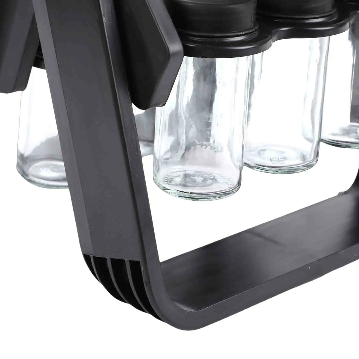 18-Jar Spice Carousel Organizer, 360° Rotating 3-Tier Rack with Glass Jars, Labels and Funnel, Black - product view 6