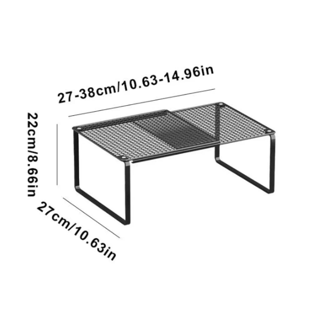 Adjustable Cabinet Shelf Organizer, Stackable Steel Rack, Expandable 27–38 cm or 38–62 cm, 1- or 2-Piece Pantry Storage - product view 1