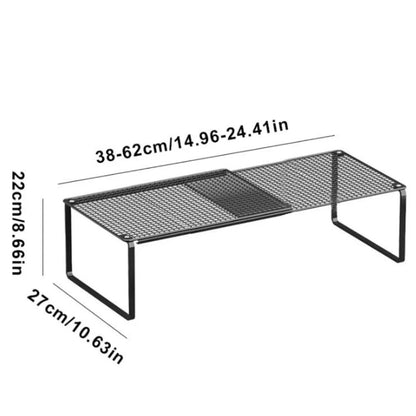Adjustable Cabinet Shelf Organizer, Stackable Steel Rack, Expandable 27–38 cm or 38–62 cm, 1- or 2-Piece Pantry Storage - product view 3