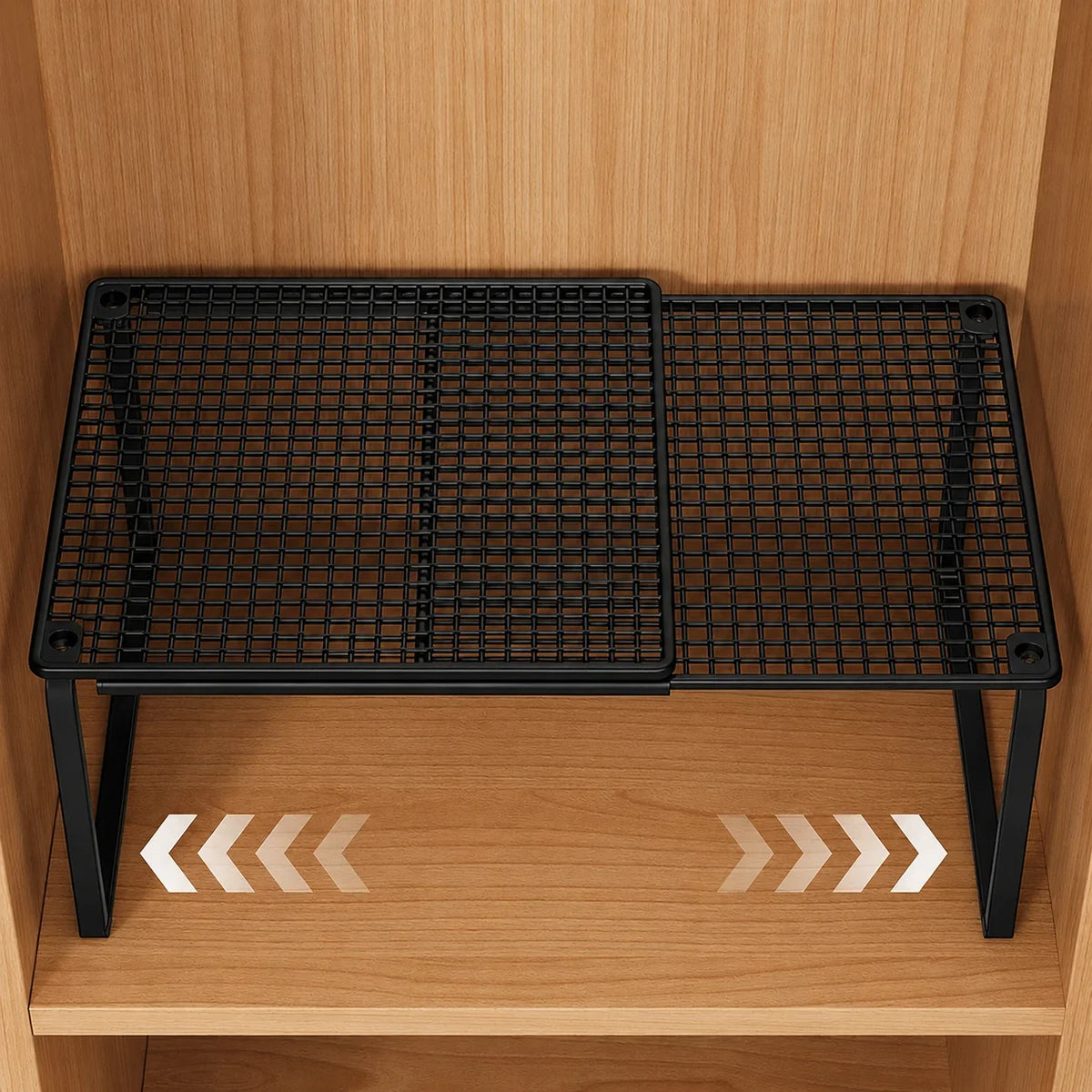 Adjustable Cabinet Shelf Organizer, Stackable Steel Rack, Expandable 27–38 cm or 38–62 cm, 1- or 2-Piece Pantry Storage - product view 5