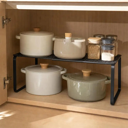 Adjustable Cabinet Shelf Organizer, Stackable Steel Rack, Expandable 27–38 cm or 38–62 cm, 1- or 2-Piece Pantry Storage - product view 6