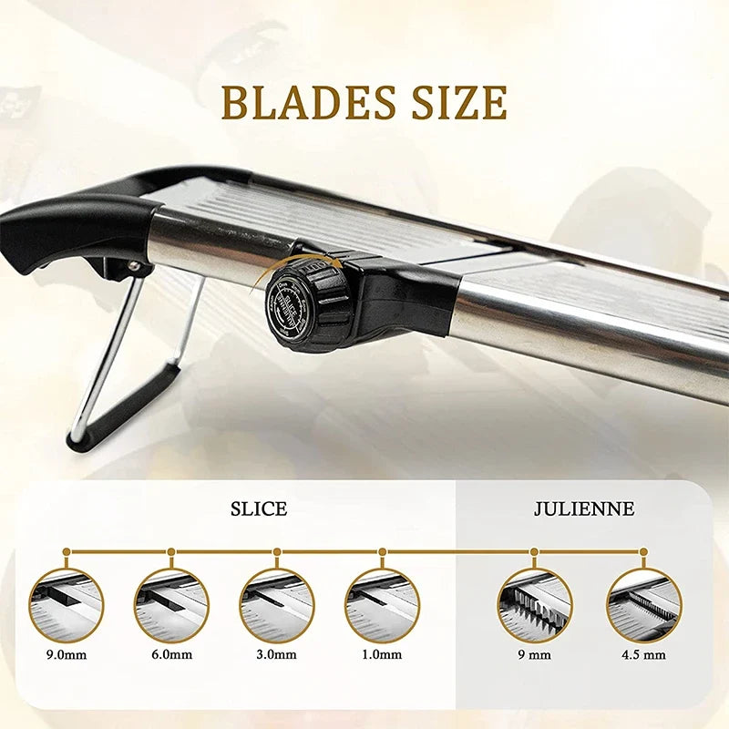 Adjustable Mandoline Slicer, Stainless Steel Vegetable and Fruit Cutter with Black Finish for Potato, Tomato, Onion and Carrot - product view 3