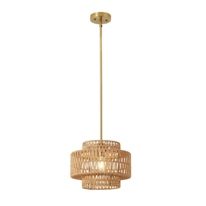 Boho Rattan Pendant Light, Hand-Knitted Wicker Shade, E26 Socket, Dimmable AC Fixture for Living Rooms and Dining Areas - product view 2