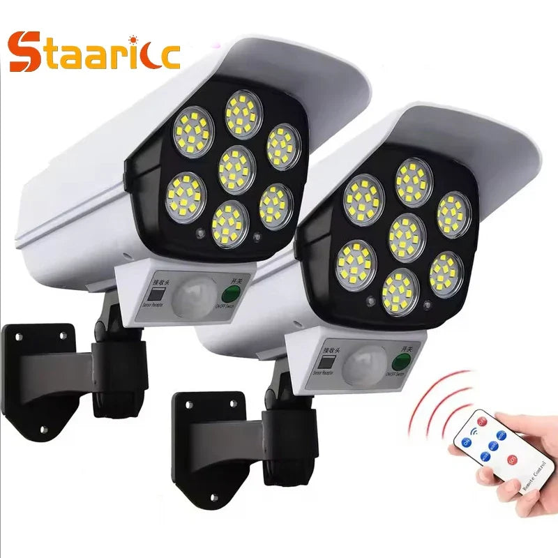 Solar Motion Sensor Security Light, 77-LED Outdoor Lamp, Remote Control, Dimmable ABS Design for Home and Garden - product view 3