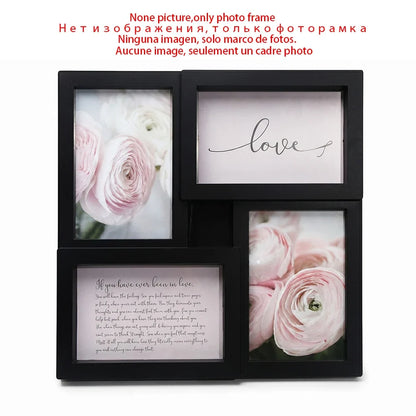 4-Piece Plastic Photo Frame Set, Modern Rectangular Multi-Frame Display for Four 4 x 6 Inch Pictures, Black - product view 1