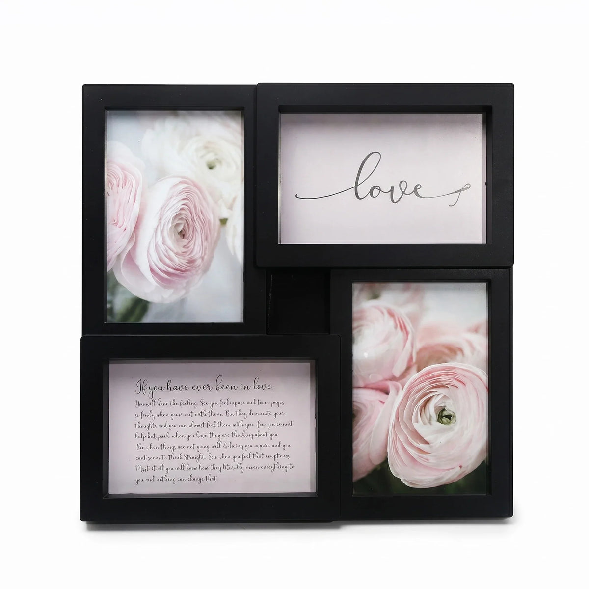 4-Piece Plastic Photo Frame Set, Modern Rectangular Multi-Frame Display for Four 4 x 6 Inch Pictures, Black - product view 2
