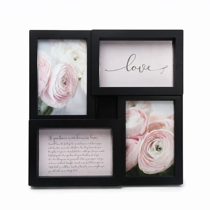4-Piece Plastic Photo Frame Set, Modern Rectangular Multi-Frame Display for Four 4 x 6 Inch Pictures, Black - product view 2