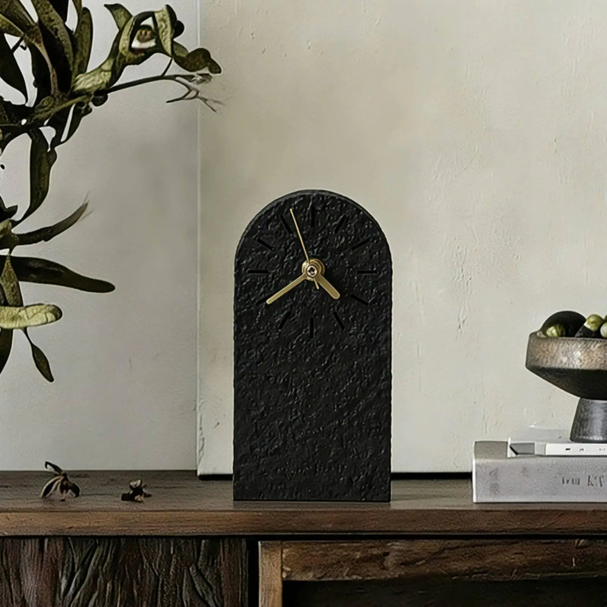 Ceramic Mantel Clock, Arched Minimalist Desktop Timepiece, Quartz Analog Display with Snooze Function, White or Black - product view 1