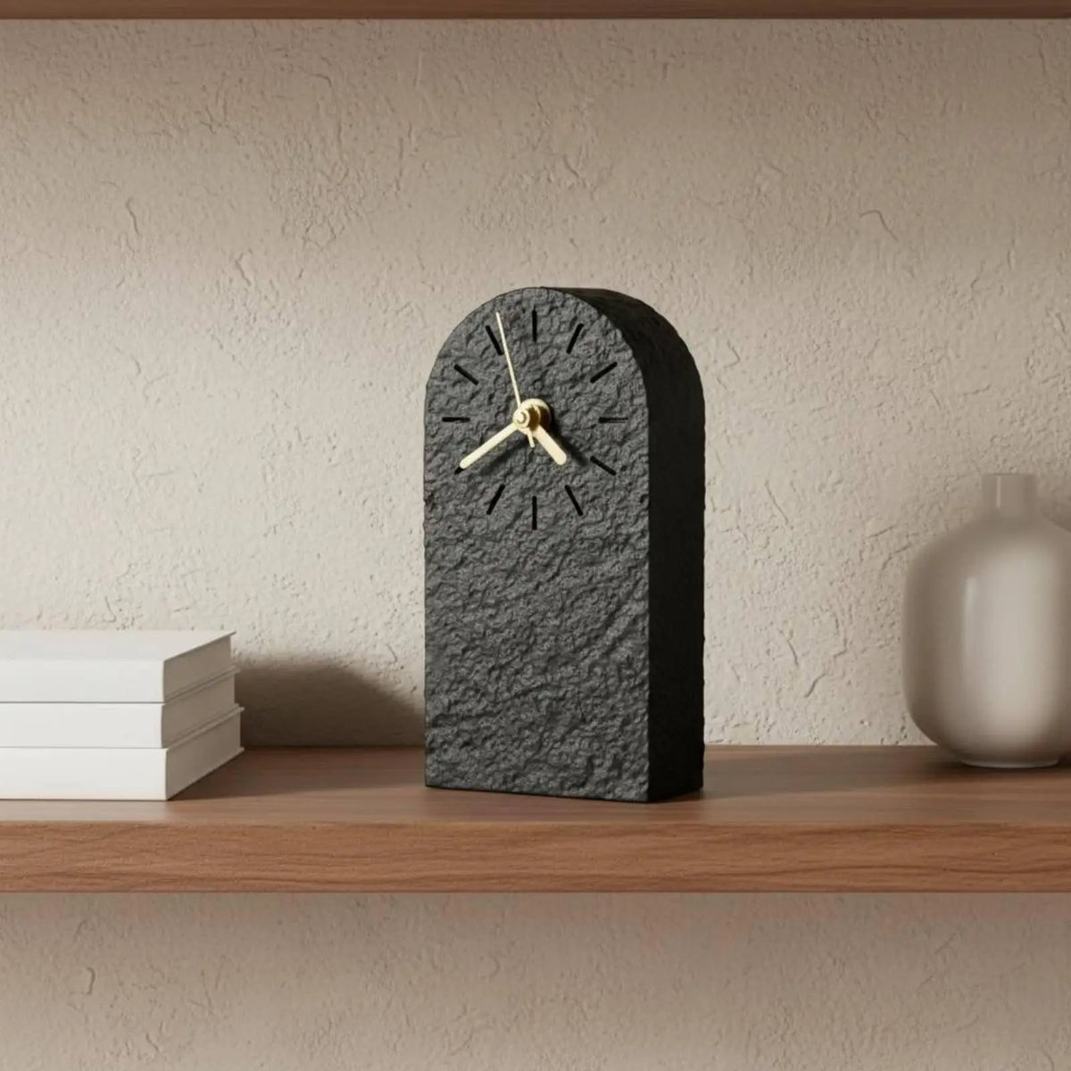 Ceramic Mantel Clock, Arched Minimalist Desktop Timepiece, Quartz Analog Display with Snooze Function, White or Black - product view 4