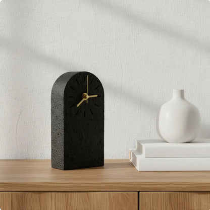 Ceramic Mantel Clock, Arched Minimalist Desktop Timepiece, Quartz Analog Display with Snooze Function, White or Black - product view 5