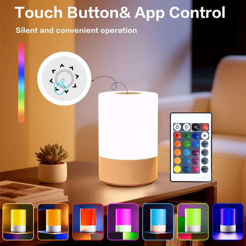 RGB Touch Control Bedside Night Light, Remote Operation, Dimmable LED Atmosphere Lamp, 5V USB Power, PVC Candle Shape - product view 1